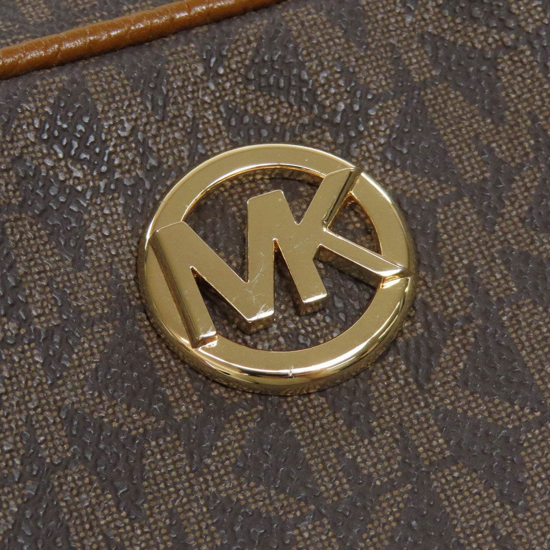 MICHAEL KORS Shoulder Bag PVC Brown MK signature Women Used Authentic