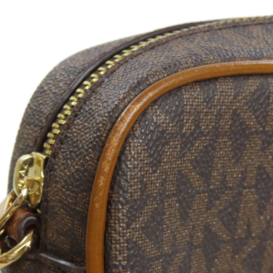 MICHAEL KORS Shoulder Bag PVC Brown MK signature Women Used Authentic