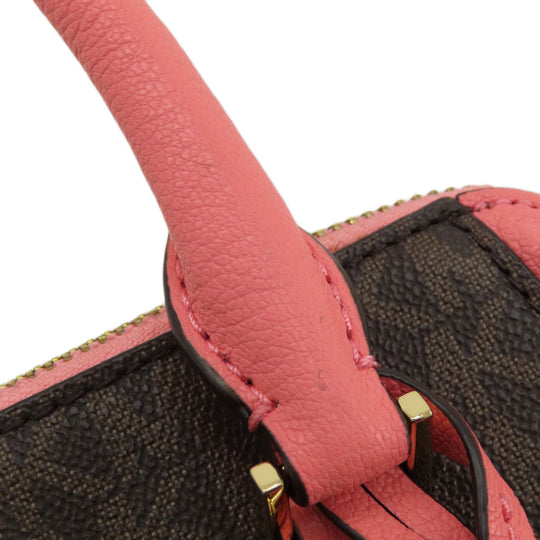 MICHAEL KORS Handbag Leather, Coated Canvas Brown MK Signature 2WAY Women Used Authentic