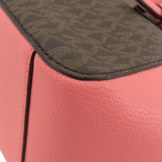 MICHAEL KORS Handbag Leather, Coated Canvas Brown MK Signature 2WAY Women Used Authentic