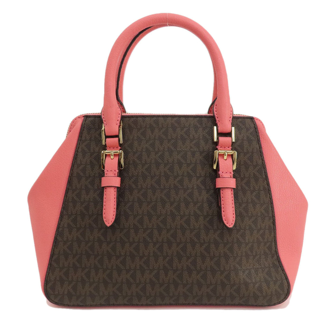 MICHAEL KORS Handbag Leather, Coated Canvas Brown MK Signature 2WAY Women Used Authentic