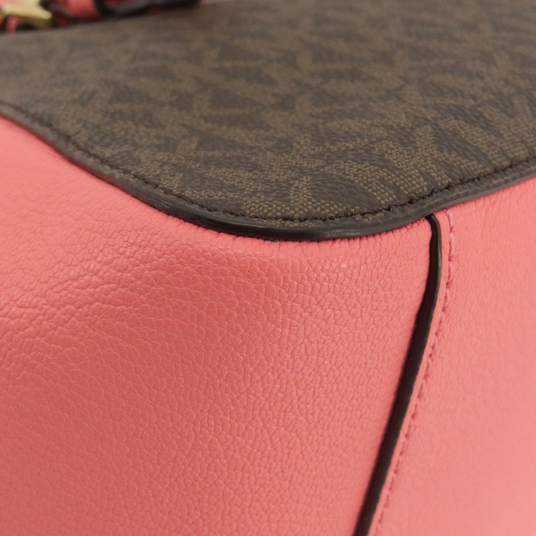 MICHAEL KORS Handbag Leather, Coated Canvas Brown MK Signature 2WAY Women Used Authentic