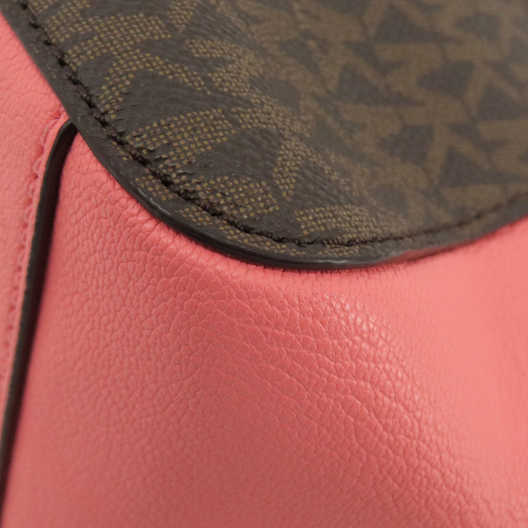 MICHAEL KORS Handbag Leather, Coated Canvas Brown MK Signature 2WAY Women Used Authentic