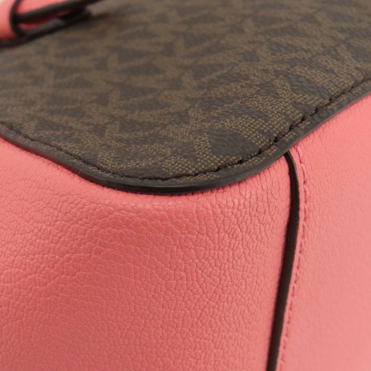 MICHAEL KORS Handbag Leather, Coated Canvas Brown MK Signature 2WAY Women Used Authentic