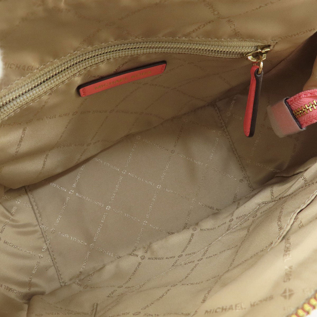 MICHAEL KORS Handbag Leather, Coated Canvas Brown MK Signature 2WAY Women Used Authentic