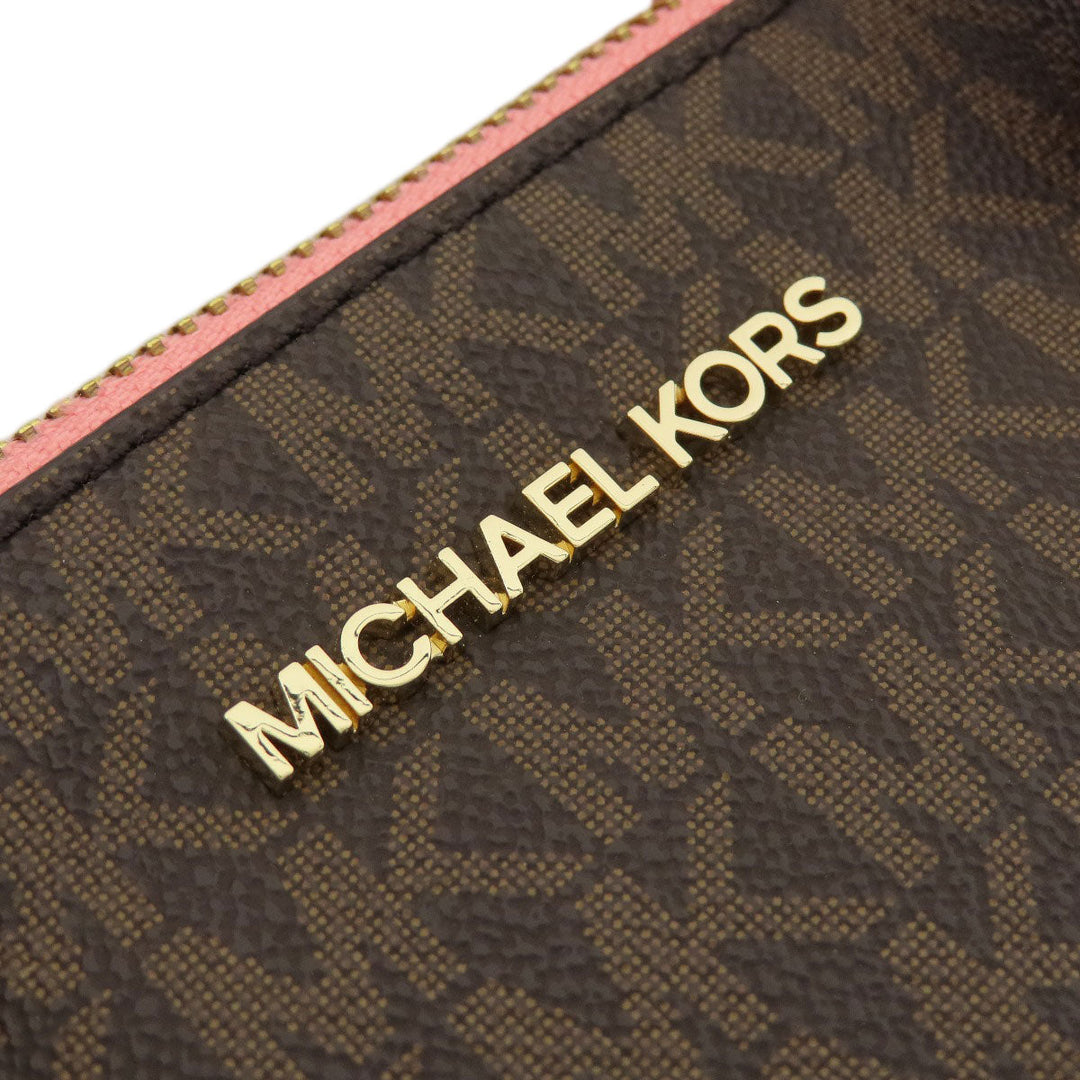 MICHAEL KORS Handbag Leather, Coated Canvas Brown MK Signature 2WAY Women Used Authentic