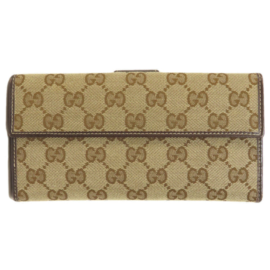 GUCCI Long Wallet Purse 212089 canvas Brown GG Women Used Authentic