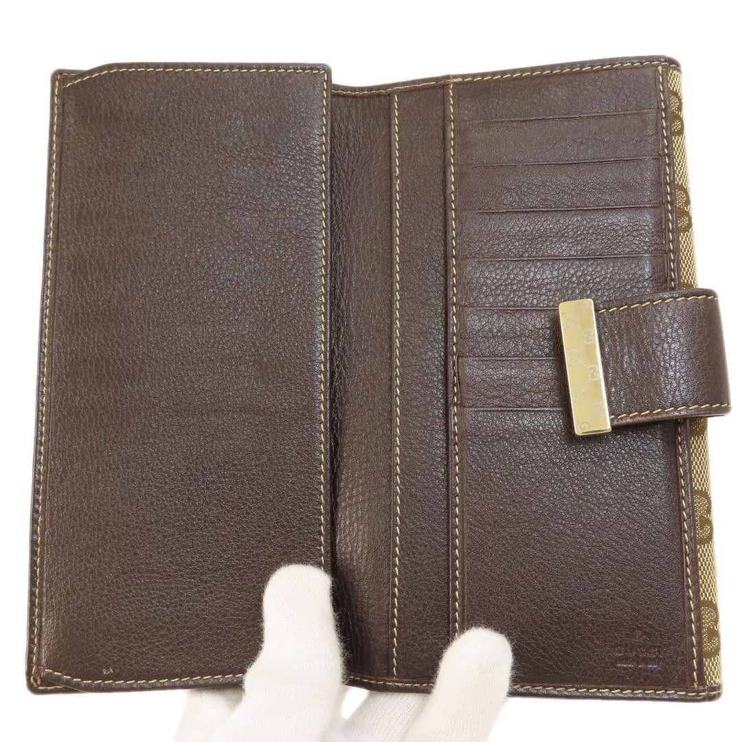 GUCCI Long Wallet Purse 212089 canvas Brown GG Women Used Authentic
