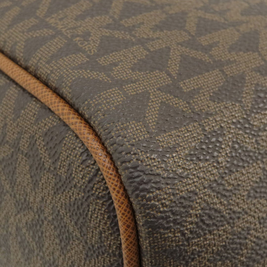 MICHAEL KORS Tote Bag PVC Brown MK signature Women Used Authentic