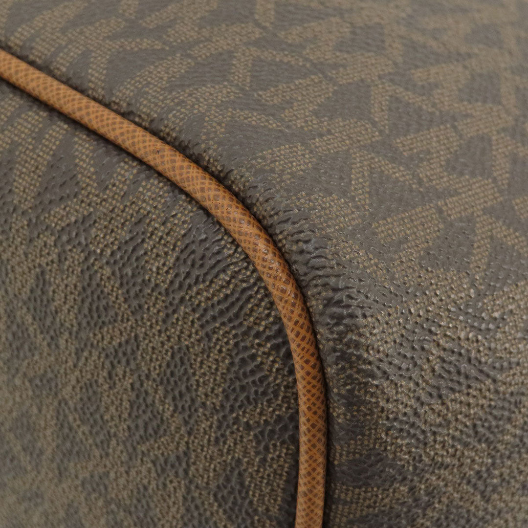 MICHAEL KORS Tote Bag PVC Brown MK signature Women Used Authentic