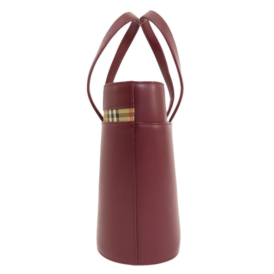 BURBERRY Handbag leather Red logo Women Used Authentic