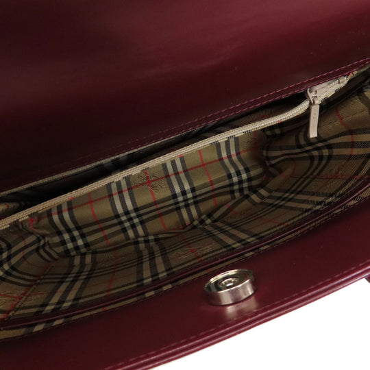 BURBERRY Handbag leather Red logo Women Used Authentic