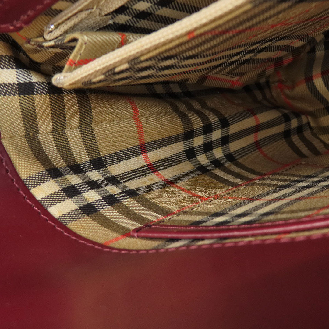 BURBERRY Handbag leather Red logo Women Used Authentic