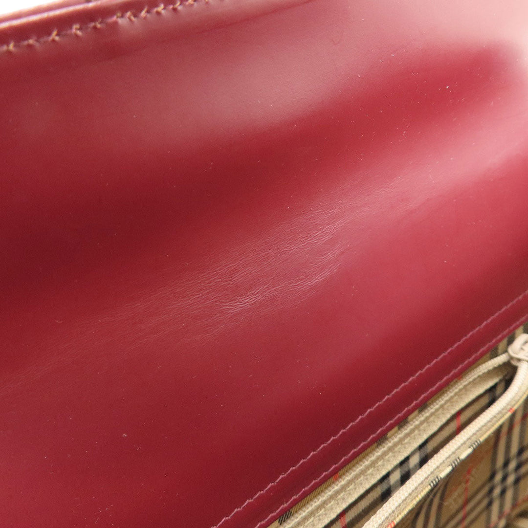 BURBERRY Handbag leather Red logo Women Used Authentic