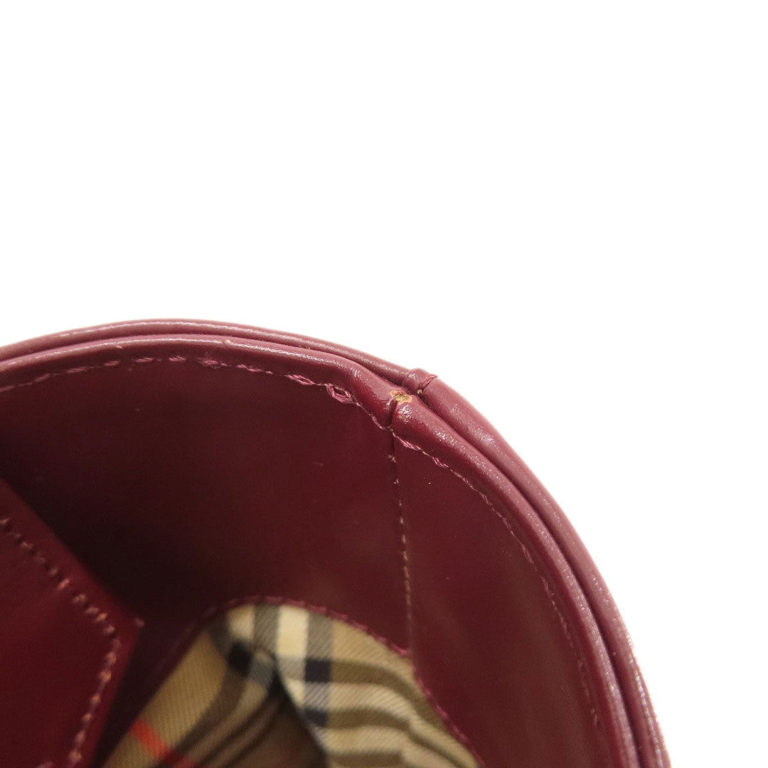 BURBERRY Handbag leather Red logo Women Used Authentic