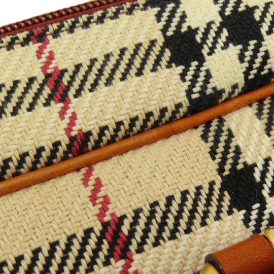 BURBERRY Handbag knit Brown Nova Check Women Used Authentic