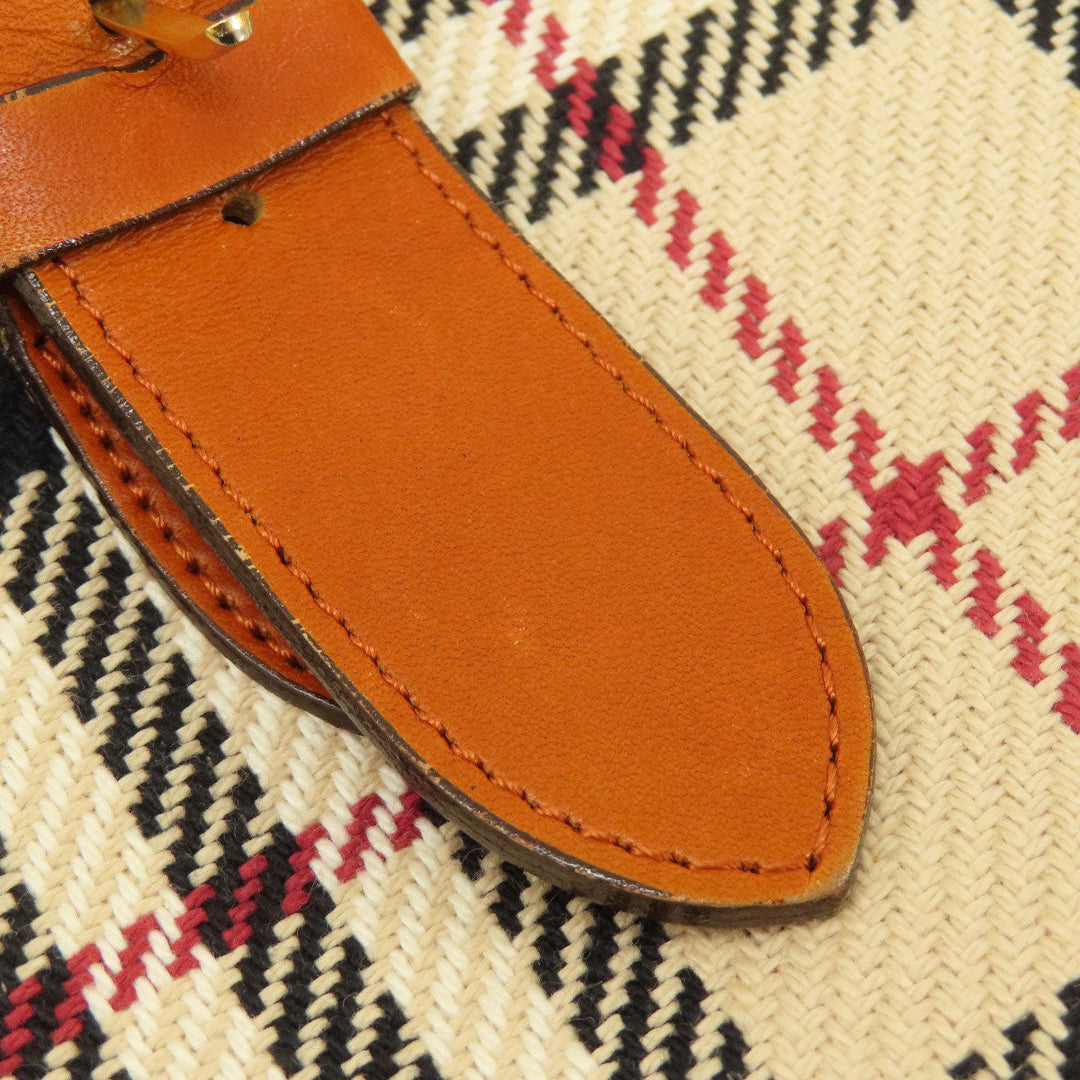 BURBERRY Handbag knit Brown Nova Check Women Used Authentic