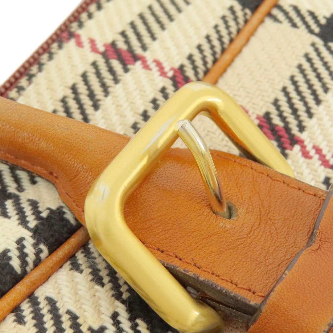 BURBERRY Handbag knit Brown Nova Check Women Used Authentic