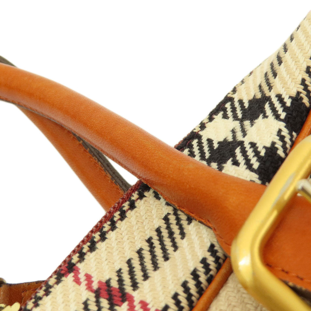 BURBERRY Handbag knit Brown Nova Check Women Used Authentic