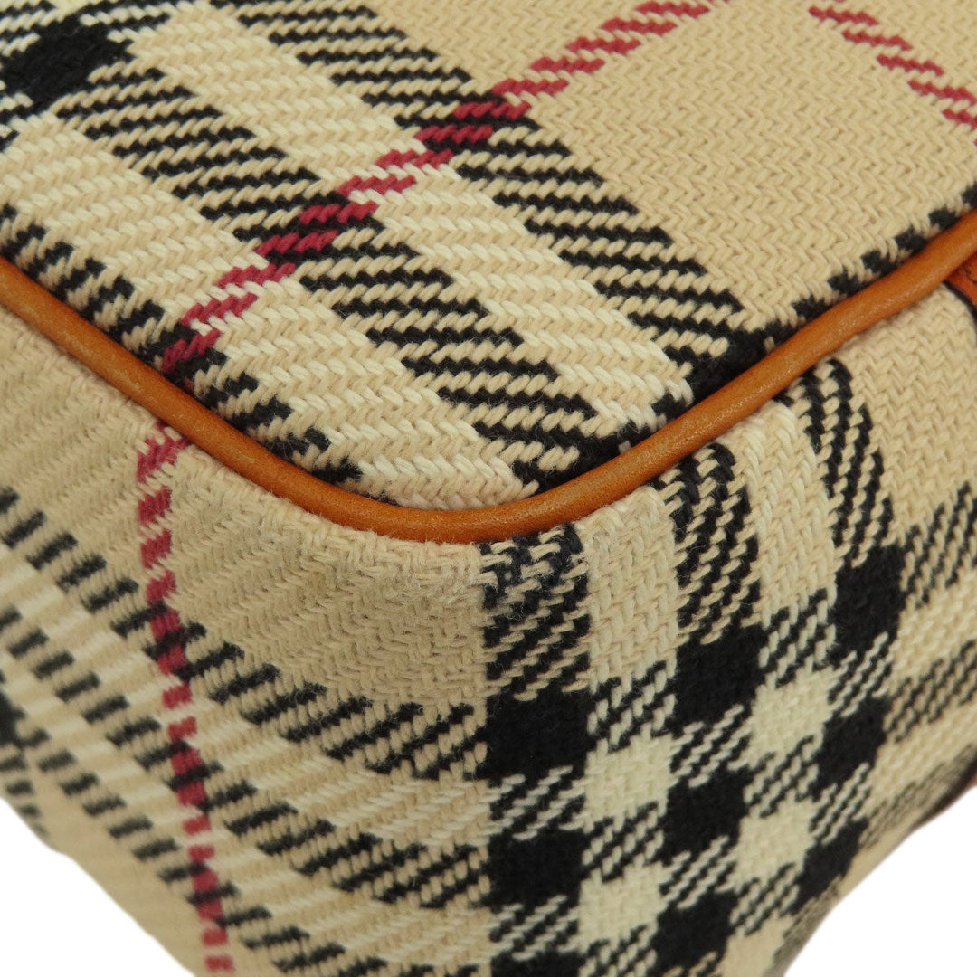 BURBERRY Handbag knit Brown Nova Check Women Used Authentic