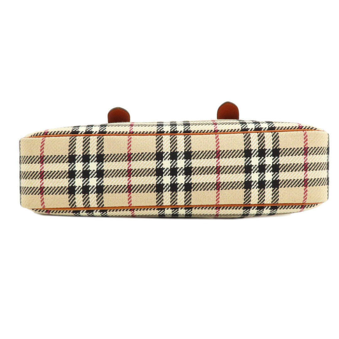 BURBERRY Handbag knit Brown Nova Check Women Used Authentic