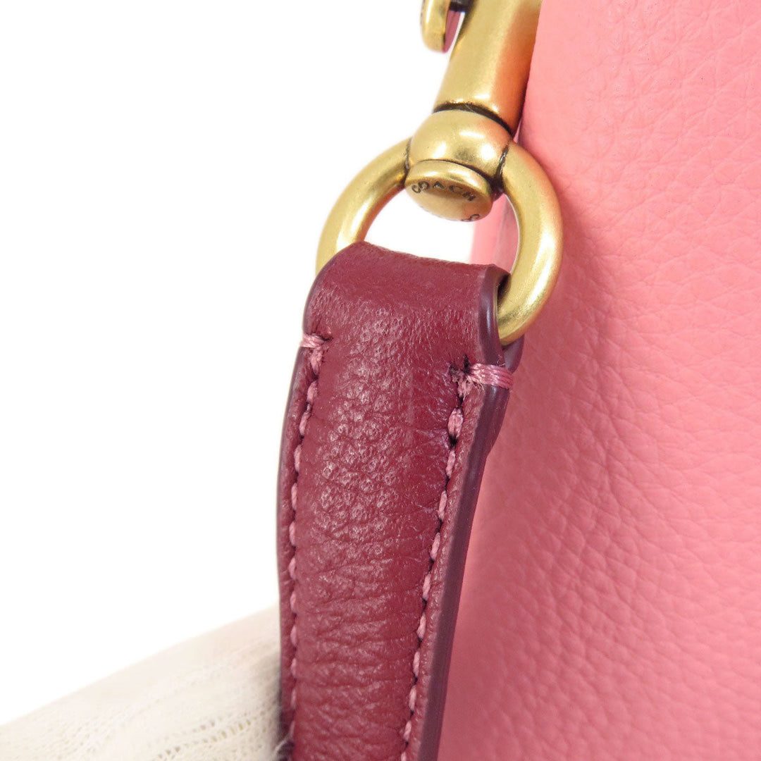 COACH Handbag C3766 leather pink logoMetal 2WAY Women Used Authentic