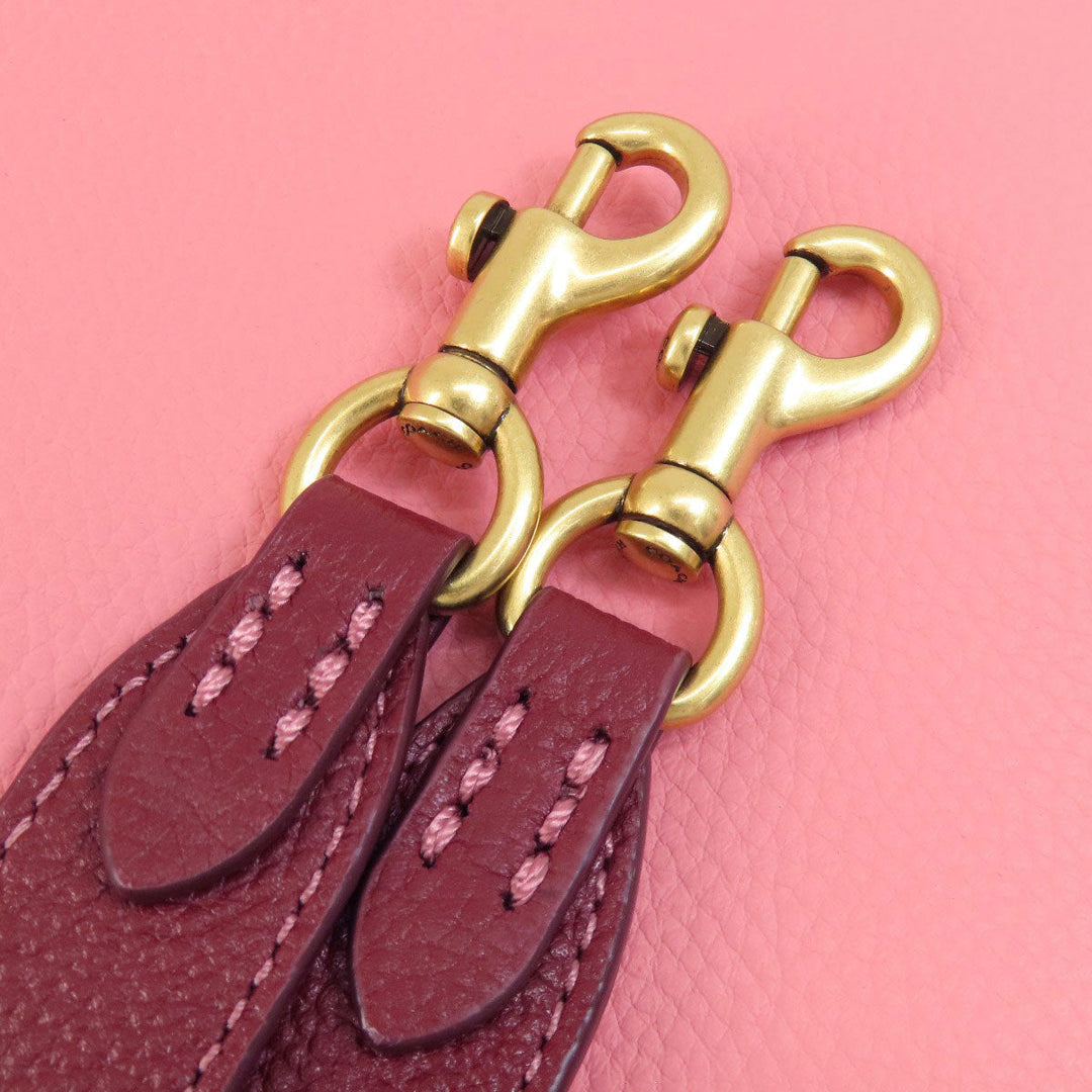 COACH Handbag C3766 leather pink logoMetal 2WAY Women Used Authentic