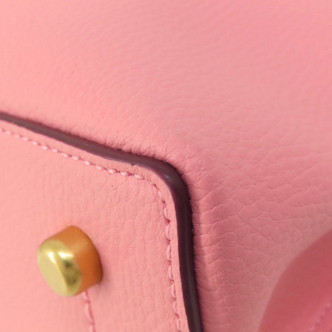 COACH Handbag C3766 leather pink logoMetal 2WAY Women Used Authentic