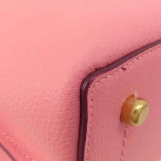 COACH Handbag C3766 leather pink logoMetal 2WAY Women Used Authentic