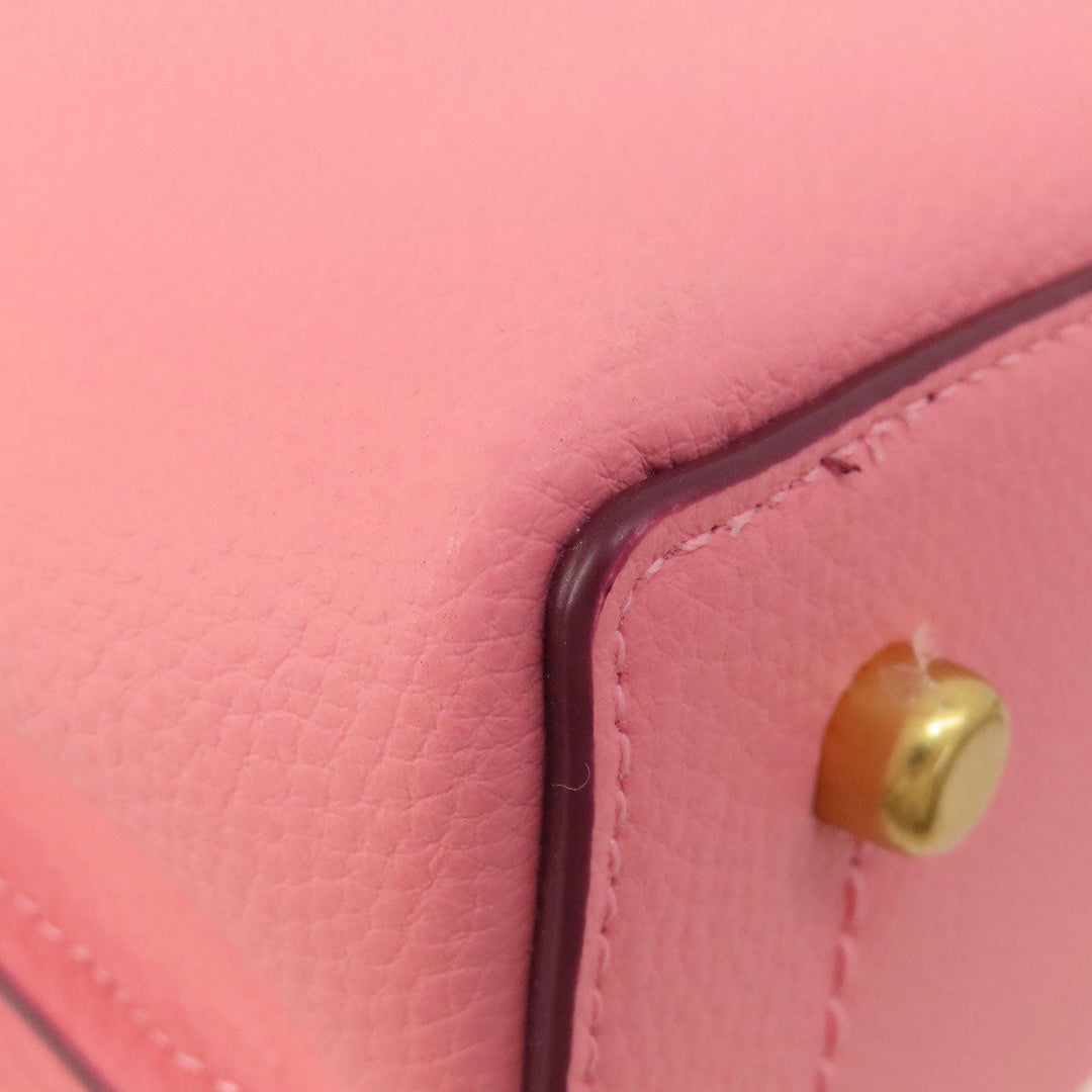 COACH Handbag C3766 leather pink logoMetal 2WAY Women Used Authentic