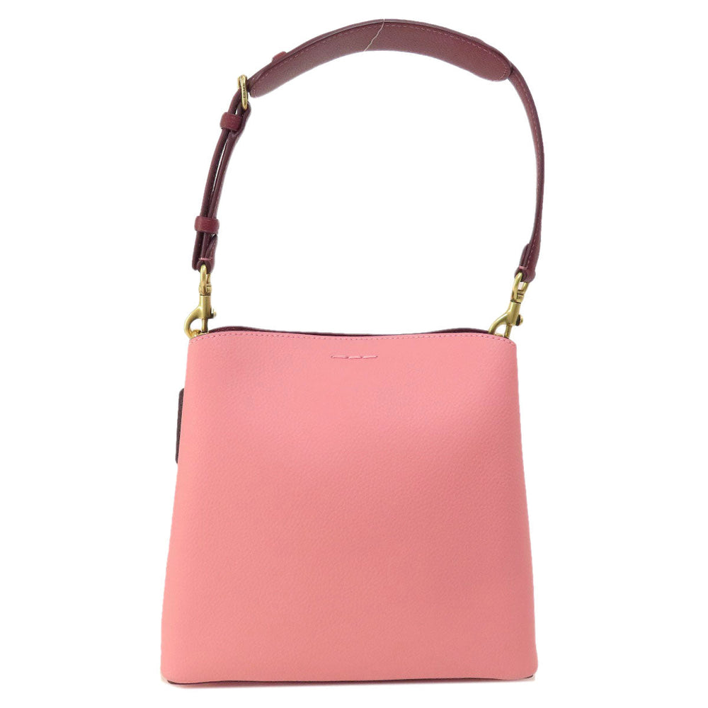 COACH Handbag C3766 leather pink logoMetal 2WAY Women Used Authentic