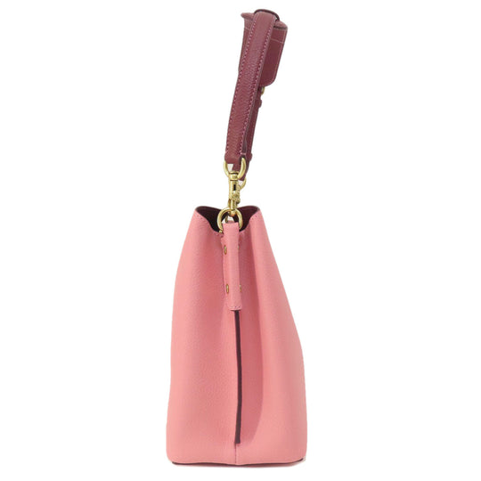 COACH Handbag C3766 leather pink logoMetal 2WAY Women Used Authentic