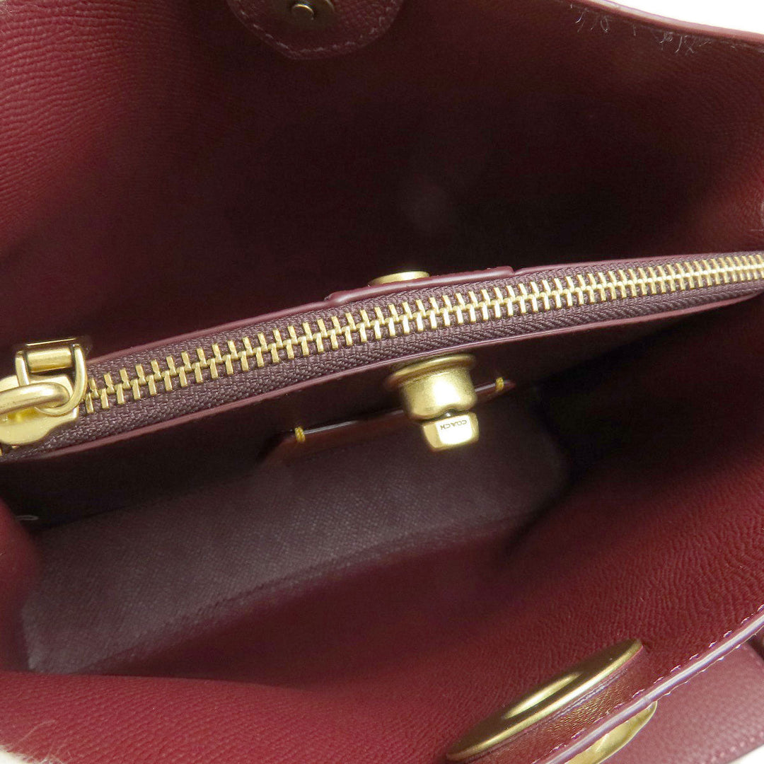 COACH Handbag C3766 leather pink logoMetal 2WAY Women Used Authentic