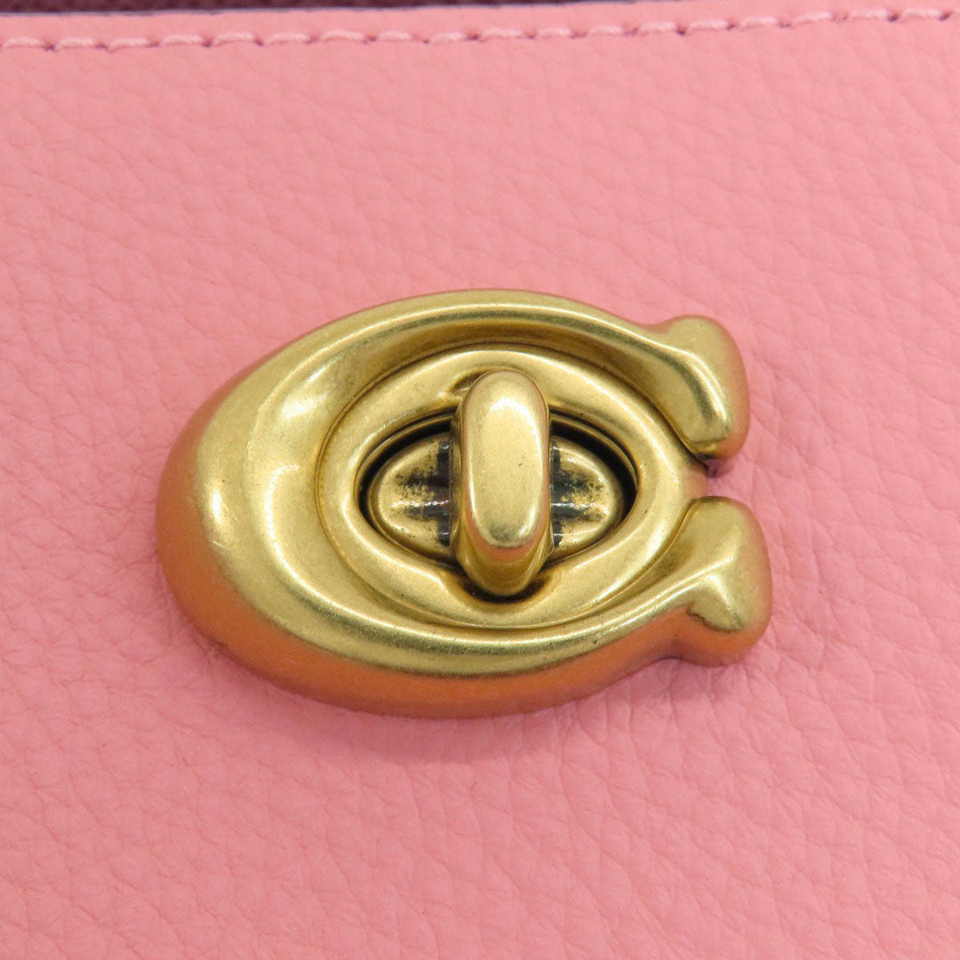 COACH Handbag C3766 leather pink logoMetal 2WAY Women Used Authentic