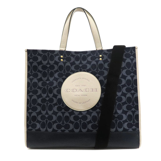 COACH Tote Bag C2827 canvas blue Signature 2WAY Women Used Authentic