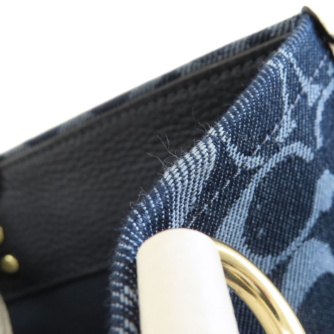 COACH Tote Bag C2827 canvas blue Signature 2WAY Women Used Authentic