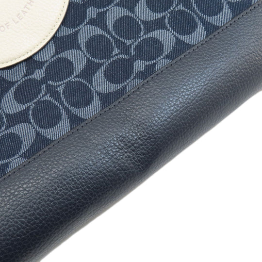 COACH Tote Bag C2827 canvas blue Signature 2WAY Women Used Authentic