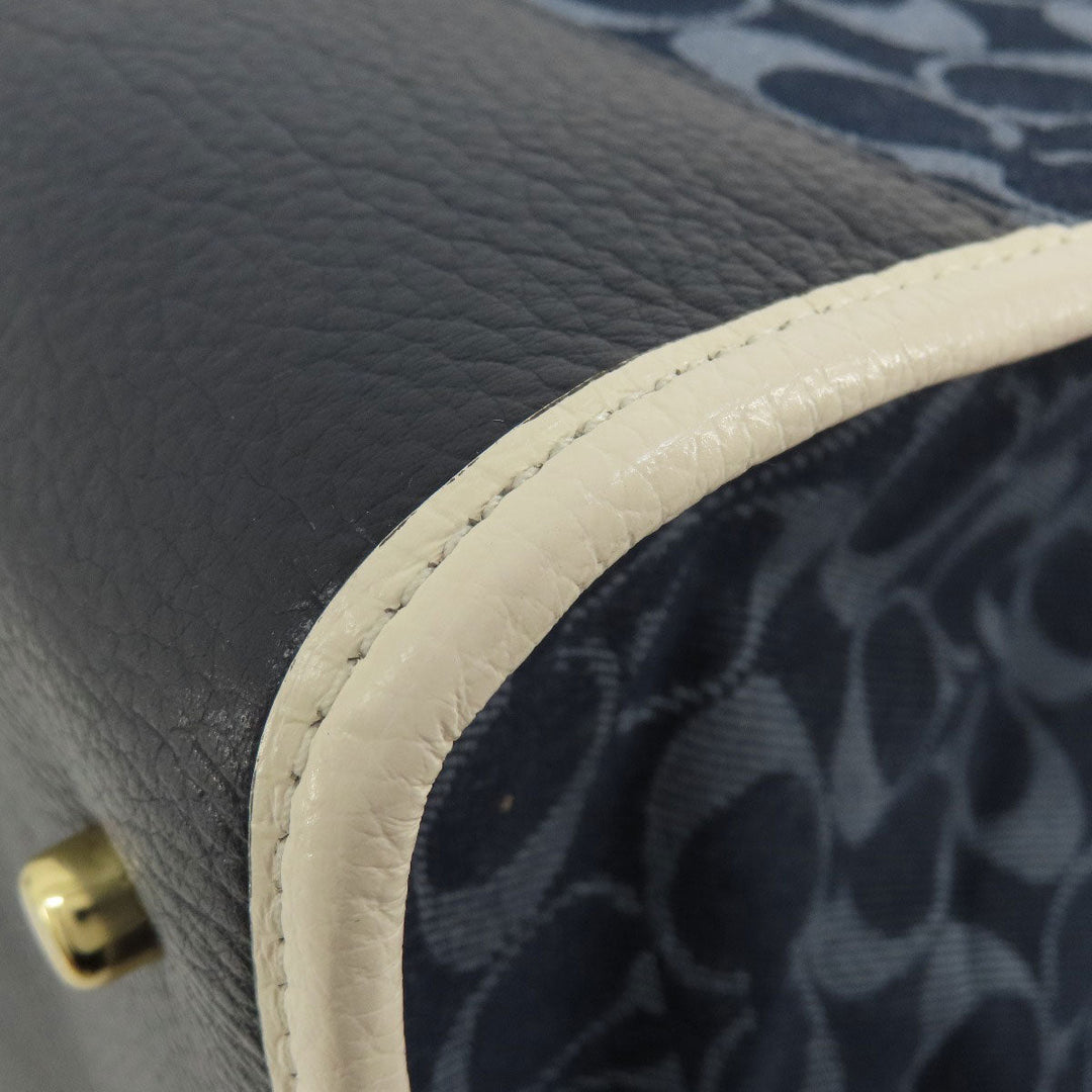 COACH Tote Bag C2827 canvas blue Signature 2WAY Women Used Authentic