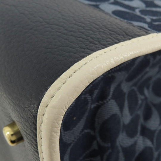 COACH Tote Bag C2827 canvas blue Signature 2WAY Women Used Authentic