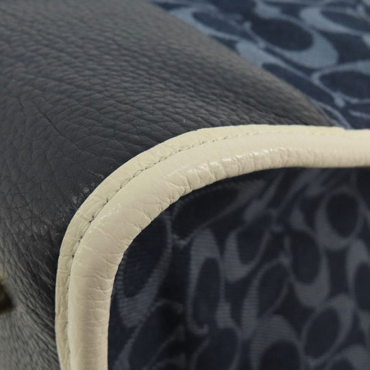COACH Tote Bag C2827 canvas blue Signature 2WAY Women Used Authentic