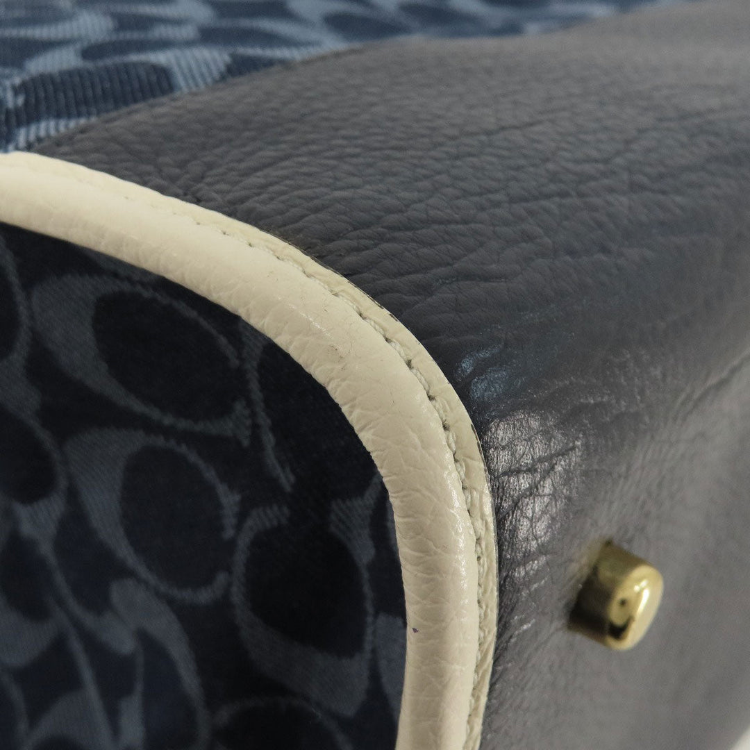 COACH Tote Bag C2827 canvas blue Signature 2WAY Women Used Authentic