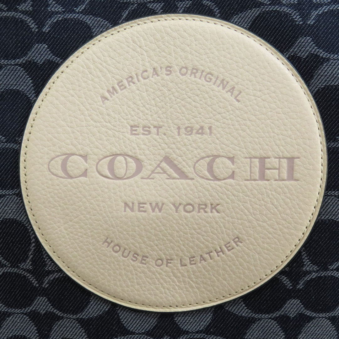 COACH Tote Bag C2827 canvas blue Signature 2WAY Women Used Authentic