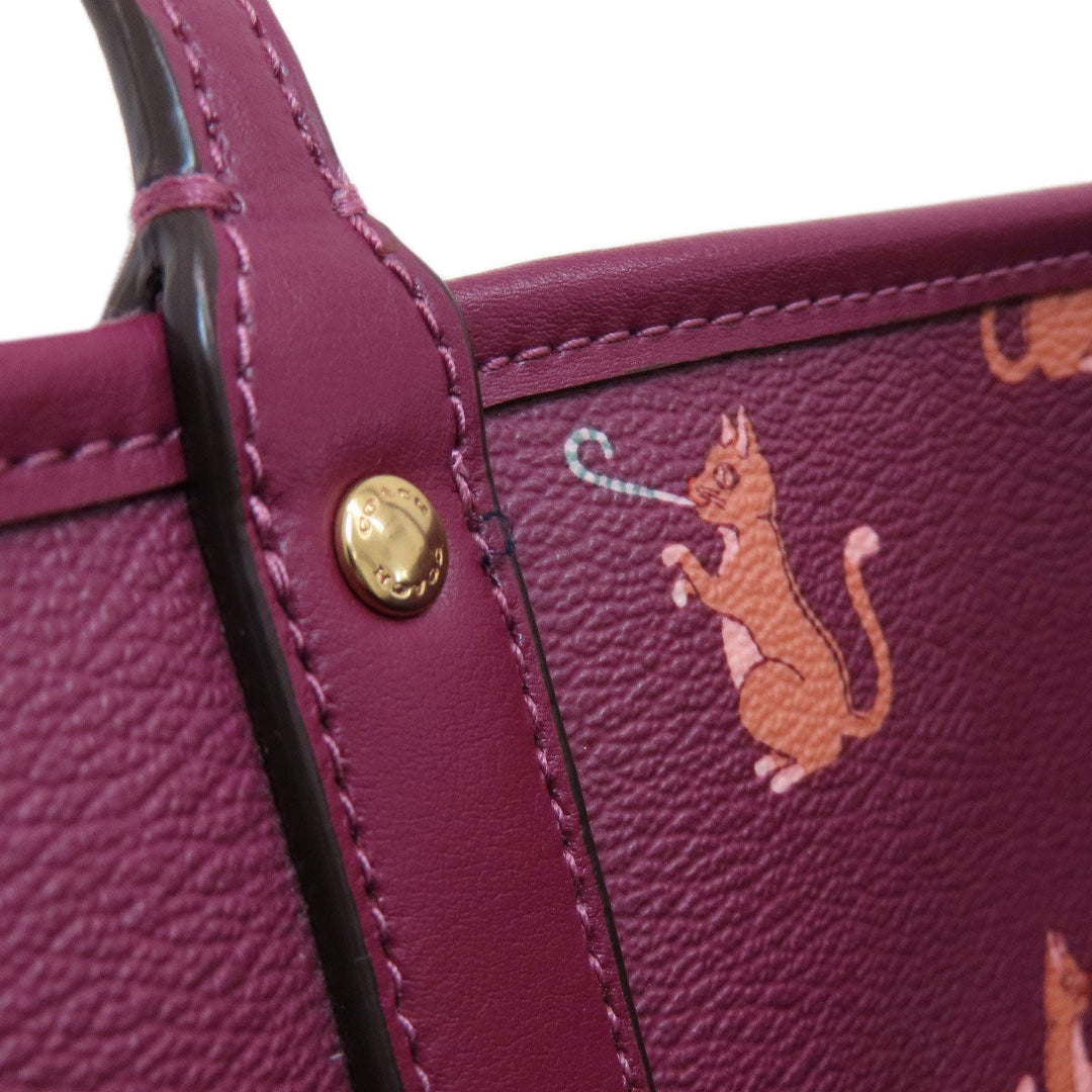 COACH Tote Bag F80232 PVC purple reversible Women Used Authentic