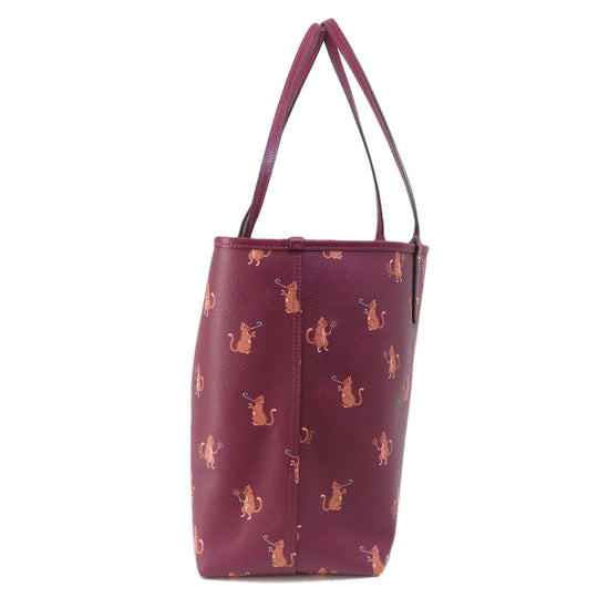 COACH Tote Bag F80232 PVC purple reversible Women Used Authentic