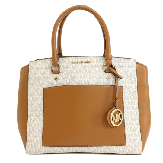 MICHAEL KORS Handbag PVC Brown MK signature Women Used Authentic