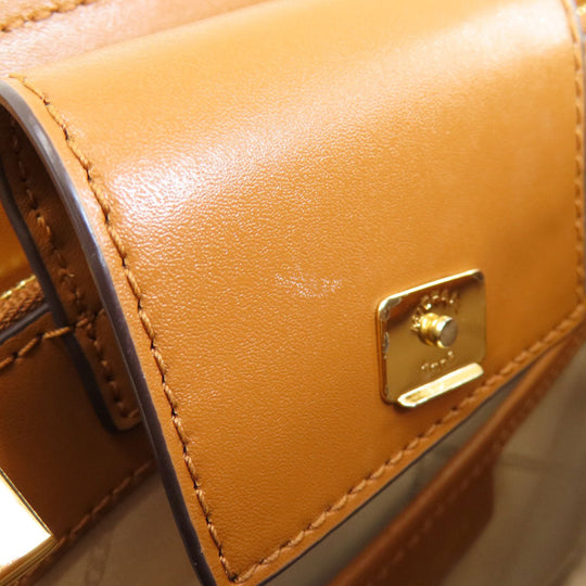 MICHAEL KORS Handbag PVC Brown MK signature Women Used Authentic