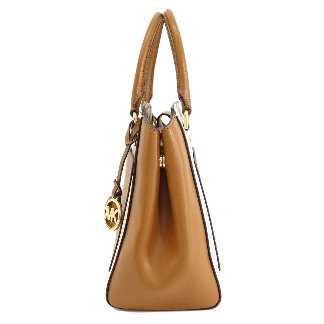 MICHAEL KORS Handbag PVC Brown MK signature Women Used Authentic