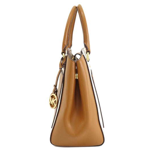 MICHAEL KORS Handbag PVC Brown MK signature Women Used Authentic