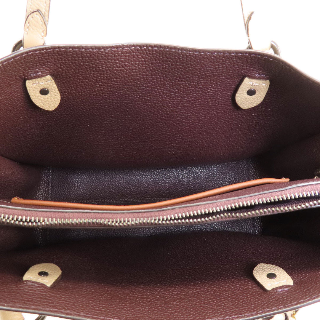 COACH Handbag C3460 leather beige Simple design 2WAY Women Used Authentic