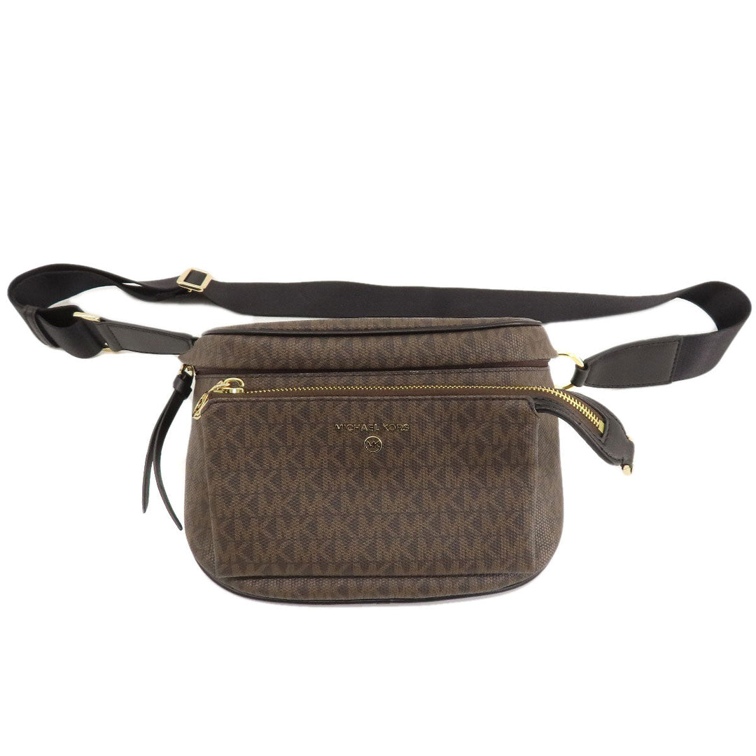 MICHAEL KORS Sling bag PVC Brown MK signature Women Used Authentic